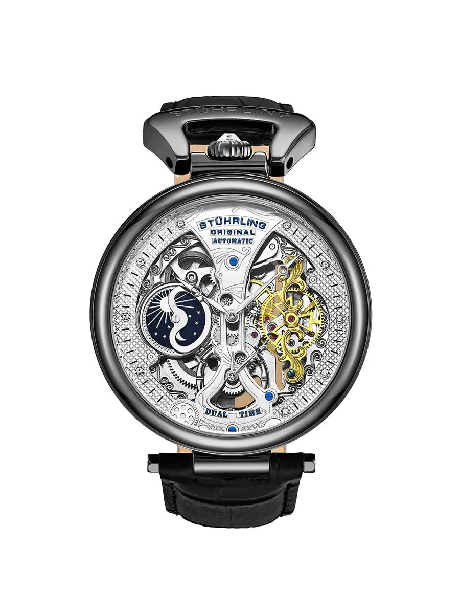 Мужские часы Stuhrling Original Legacy Automatic с серебристым циферблатом M13570 — изображение 1 из 5, оттенок черный