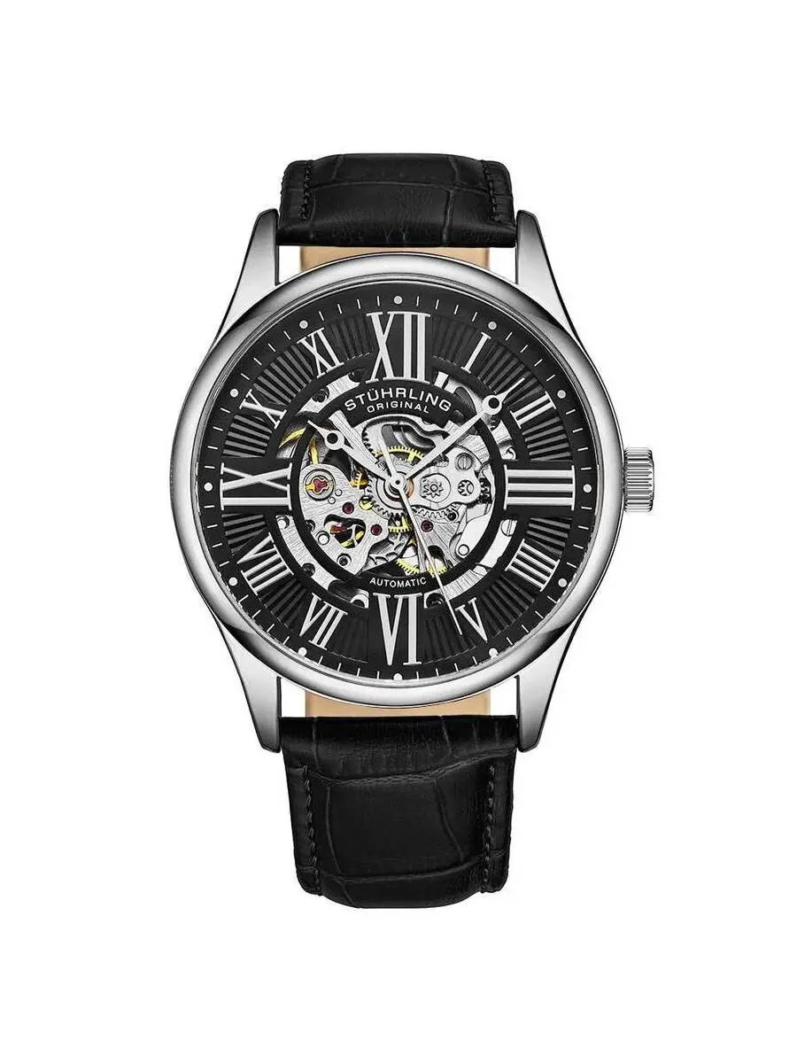Мужские часы Stuhrling Original Legacy с черным циферблатом M15725 — изображение 1 из 1, оттенок серебряный