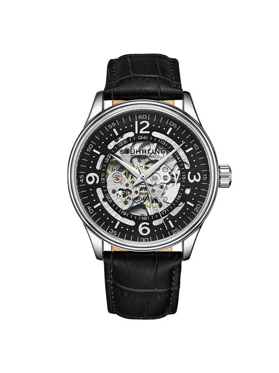 Мужские часы Stuhrling Original Legacy с черным циферблатом M15741 — изображение 1 из 1, оттенок серебряный