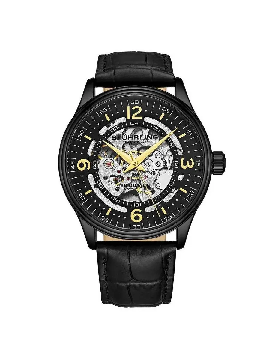 Мужские часы Stuhrling Original Legacy с черным циферблатом, модель M15746 — изображение 1 из 1, оттенок черный
