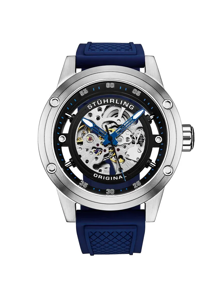 Мужские часы Stuhrling Original Legacy Automatic с черным циферблатом M17985 — изображение 1 из 3, оттенок серебряный