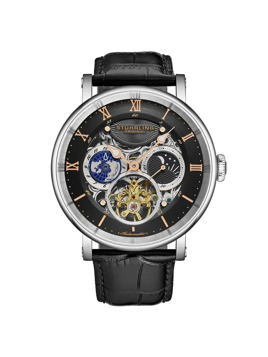 Мужские часы Stuhrling Original Legacy Chronograph Automatic с черным циферблатом M18230 — изображение 1 из 2