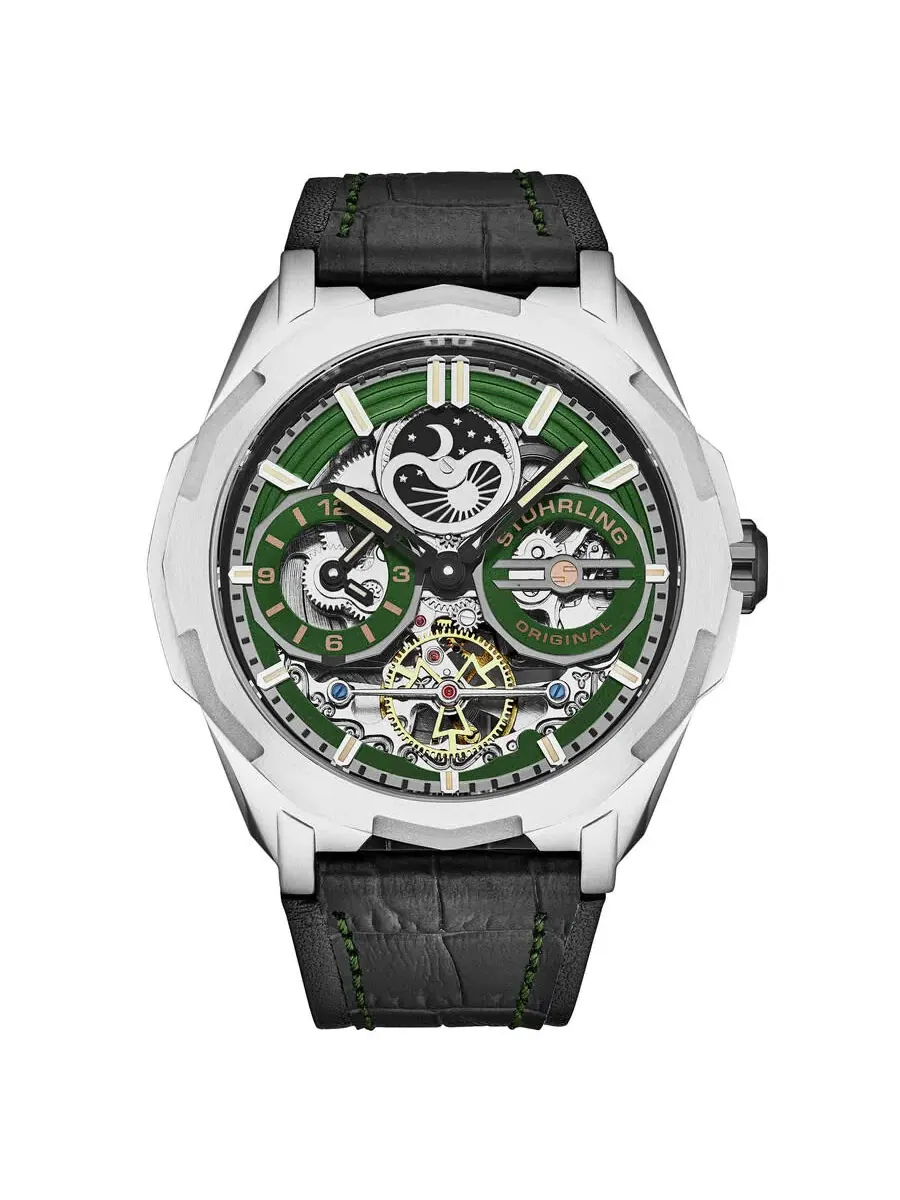 Мужские часы Stuhrling Original Legacy Chronograph Automatic с зеленым циферблатом M18220 — изображение 1 из 2