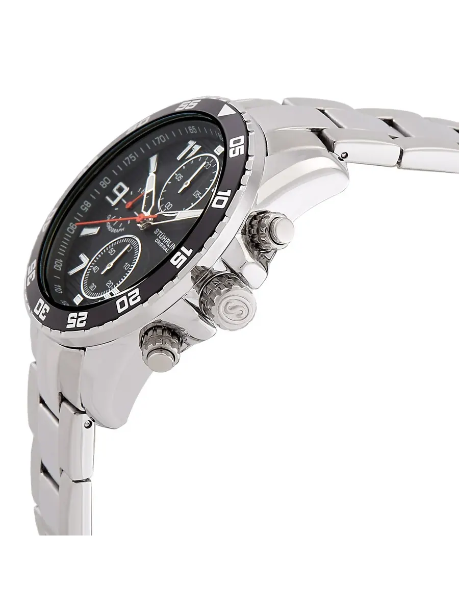 Мужские часы Stuhrling Original Monaco с черным циферблатом, модель M15791 — изображение 2 из 3, оттенок серебряный