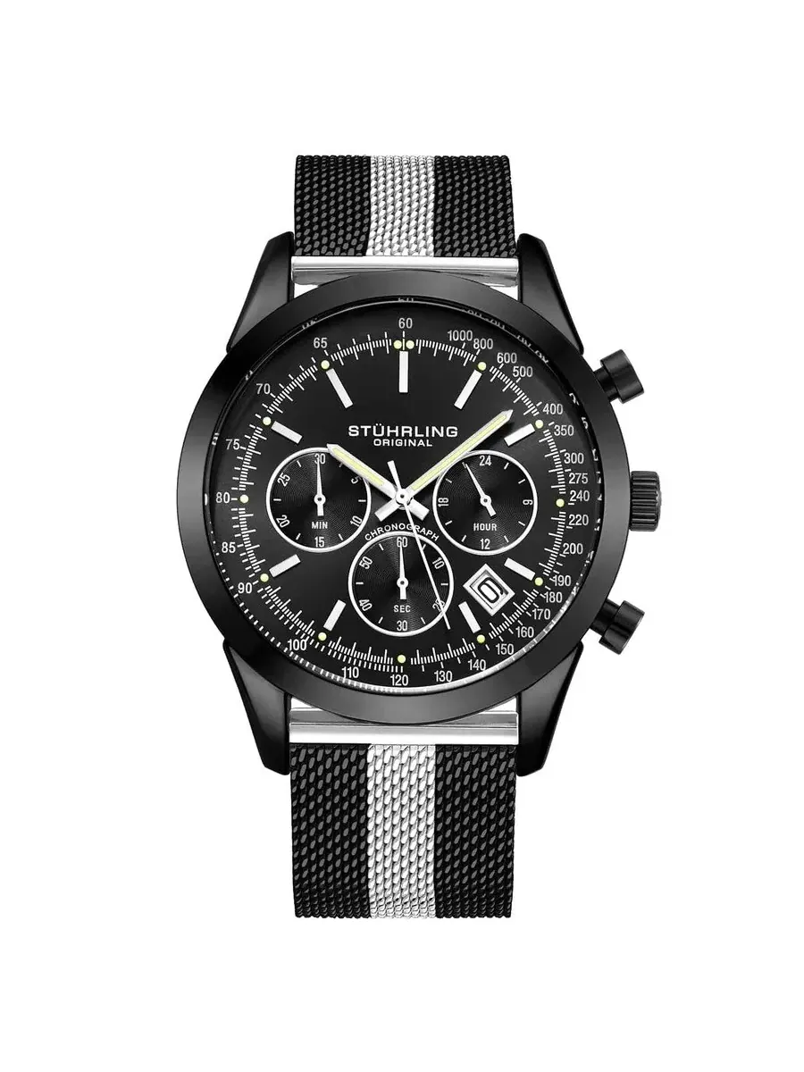 Мужские часы Stuhrling Original Monaco с черным циферблатом, модель M15857 — изображение 1 из 1, оттенок черный