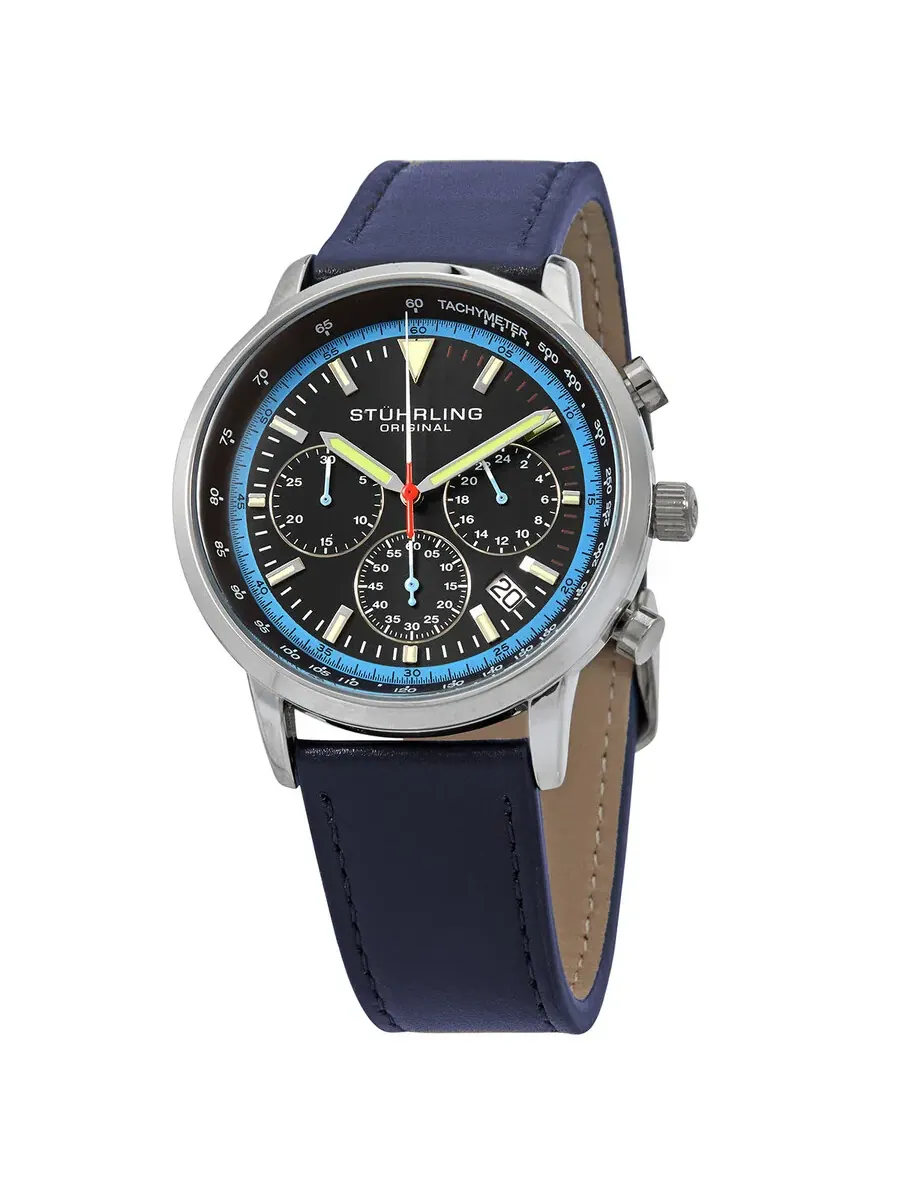 Мужские часы Stuhrling Original Monaco с черным циферблатом M15889 — изображение 1 из 3, оттенок серебряный