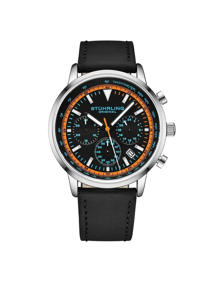 Мужские часы Stuhrling Original Monaco с черным циферблатом M15890 — изображение 1 из 1, оттенок серебряный