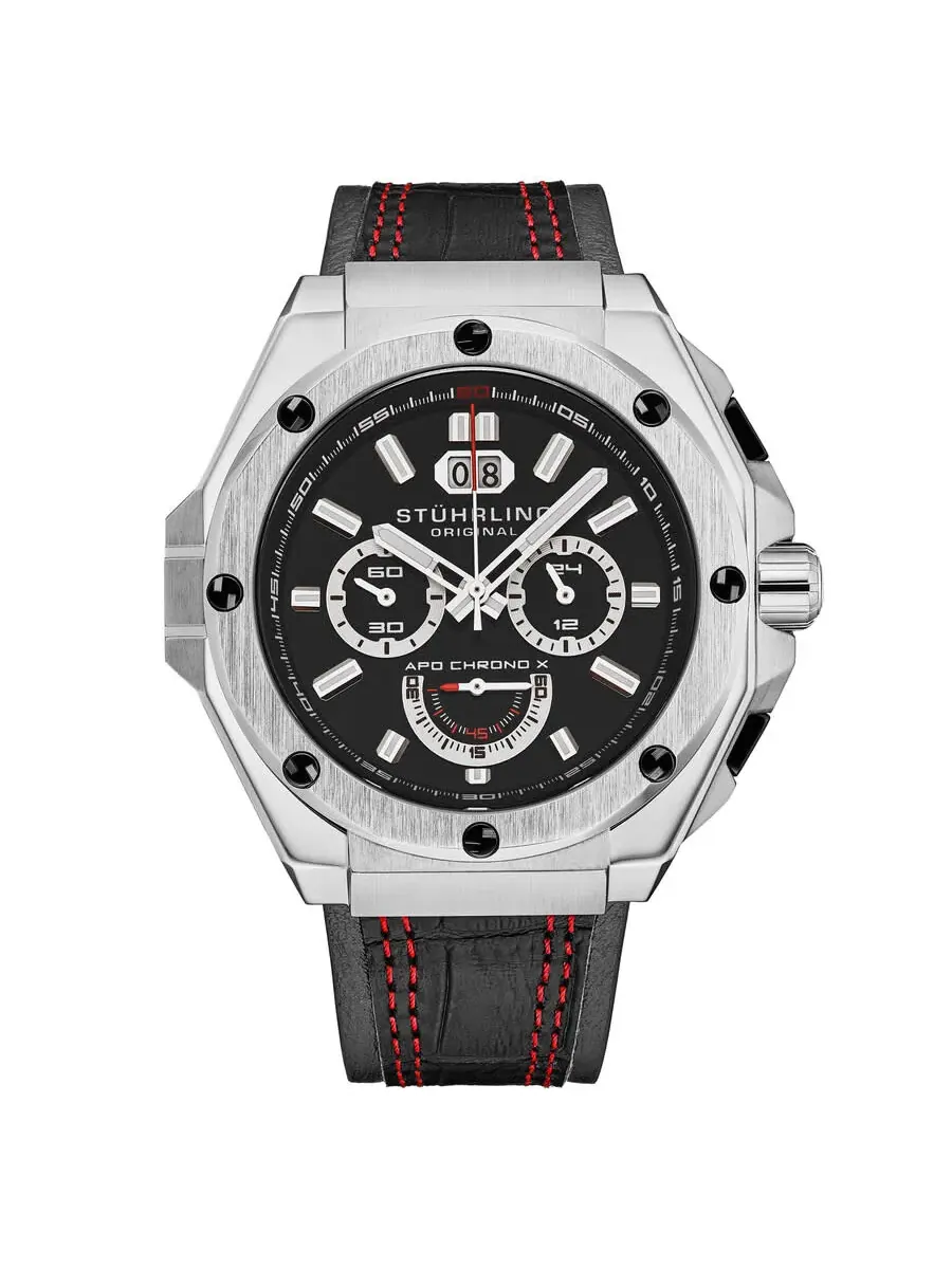 Мужские часы Stuhrling Original Monaco Chronograph Quartz с черным циферблатом M18236 — изображение 1 из 2