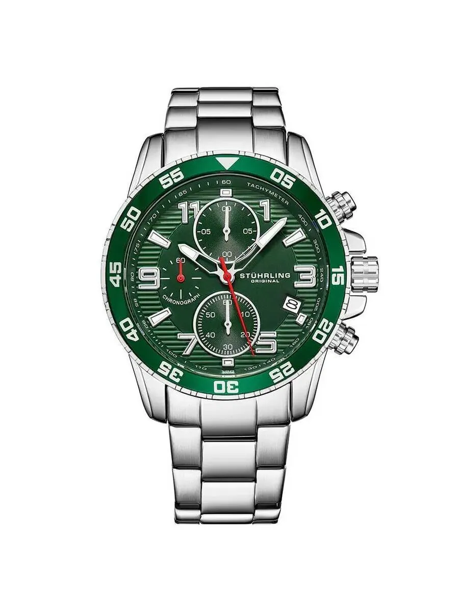 Мужские часы Stuhrling Original Monaco с зеленым циферблатом M15793 — изображение 1 из 1, оттенок серебряный