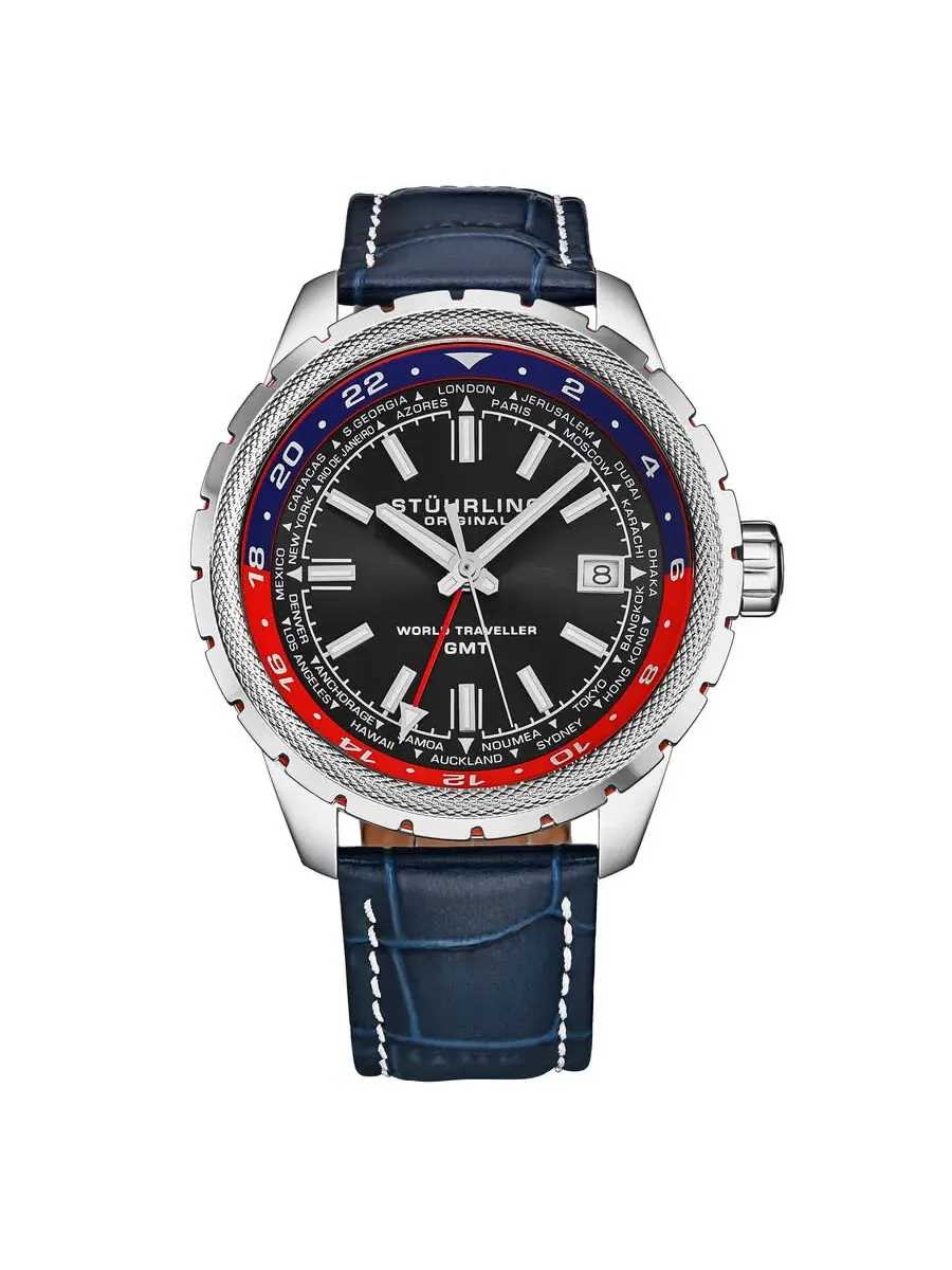Мужские часы Stuhrling Original Monaco Quartz с черным циферблатом M18227 — изображение 1 из 2, оттенок серебряный