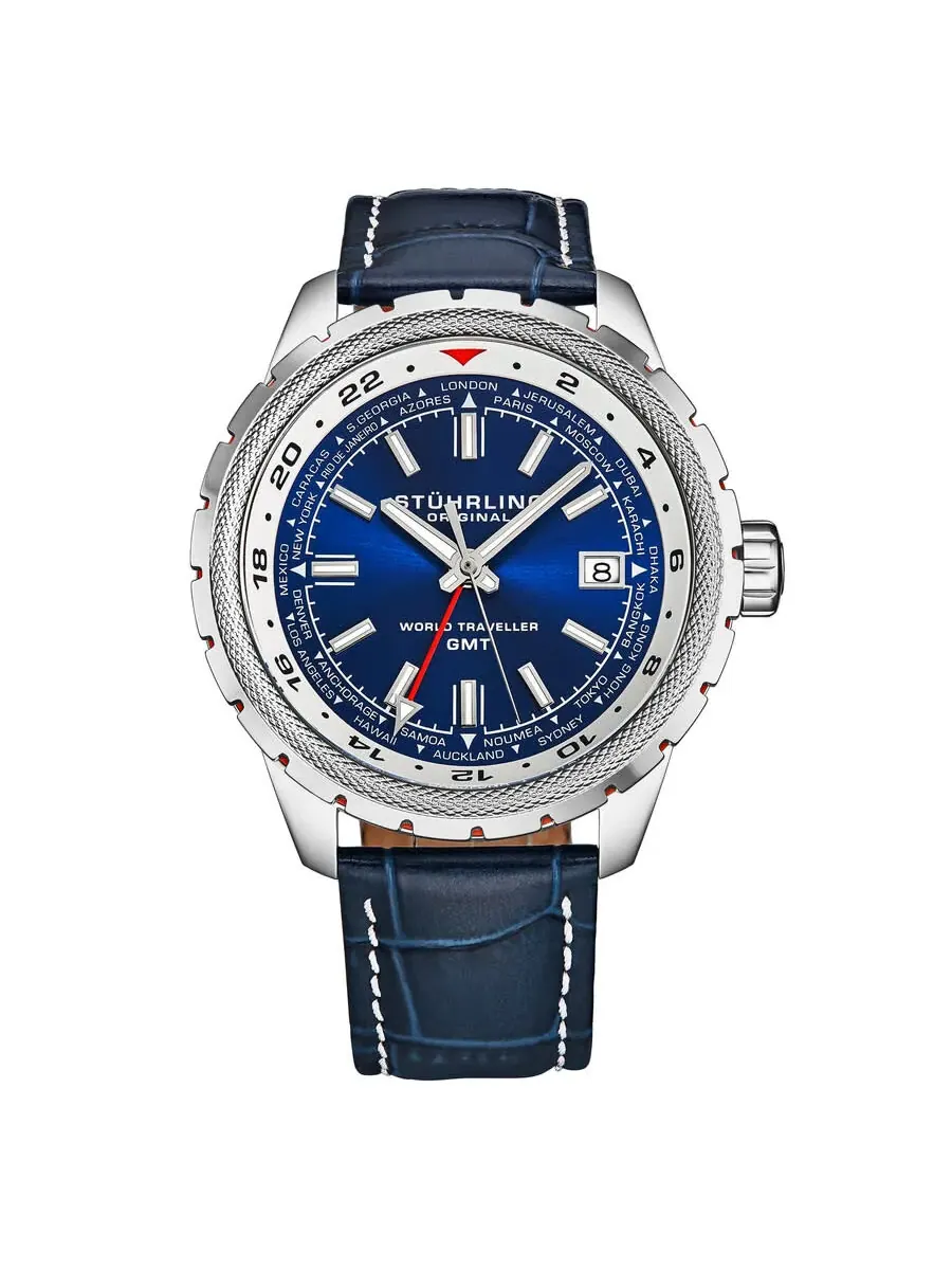 Мужские часы Stuhrling Original Monaco Quartz с синим циферблатом M18225 — изображение 1 из 2, оттенок серебряный