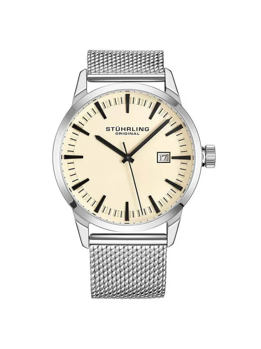 Мужские часы Stuhrling Original Symphony с бежевым циферблатом M15300 — изображение 1 из 1, оттенок серебряный