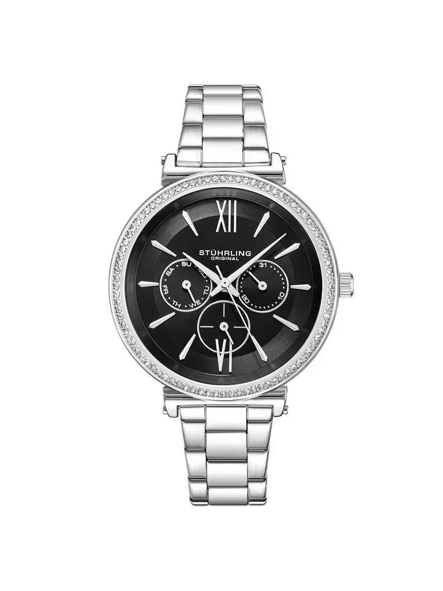 Женские часы Stuhrling Original Symphony с черным циферблатом M15623 — изображение 1 из 1, оттенок серебряный