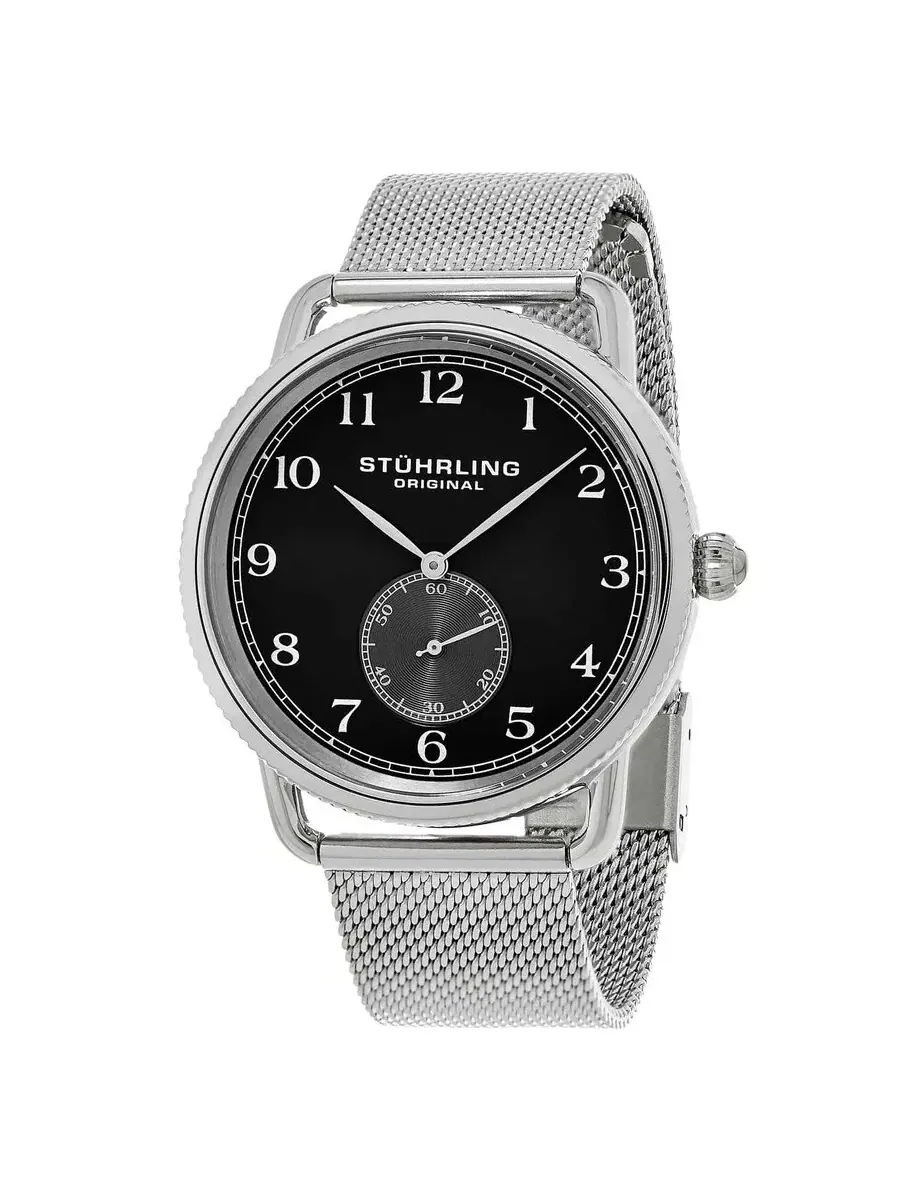 Мужские часы Stuhrling Original Symphony с черным циферблатом M15248 — изображение 1 из 1, оттенок серебряный