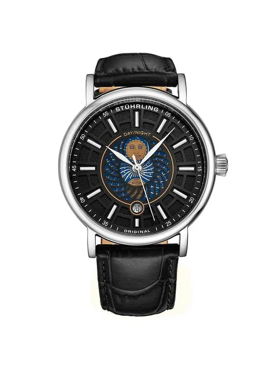 Мужские часы Stuhrling Original Symphony с черным циферблатом M15531 — изображение 1 из 1, оттенок серебряный