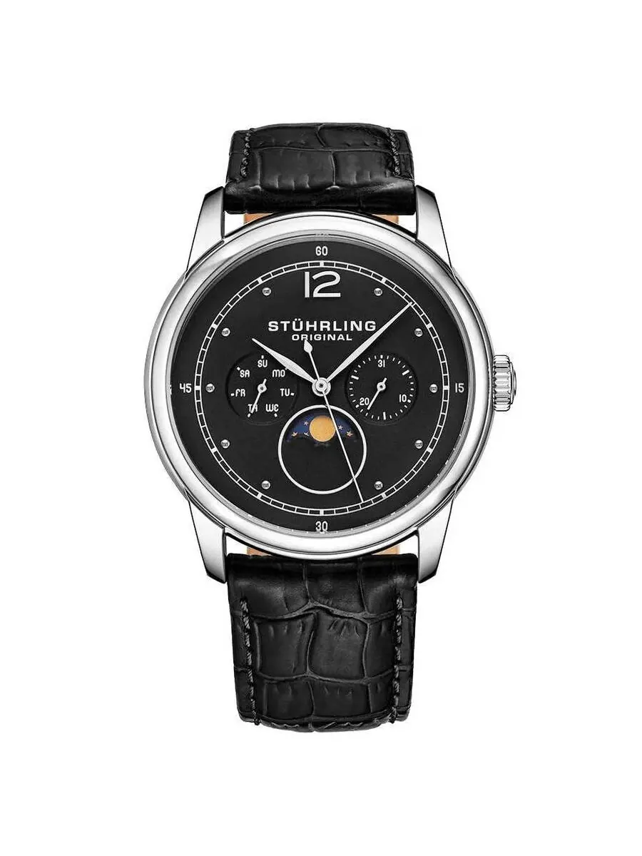 Мужские часы Stuhrling Original Symphony с черным циферблатом M15527 — изображение 1 из 1, оттенок серебряный