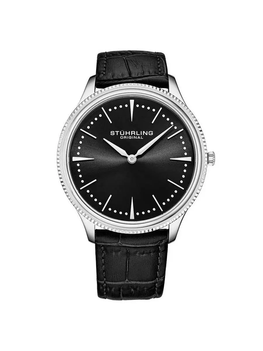 Мужские часы Stuhrling Original Symphony с черным циферблатом M15879 — изображение 1 из 1, оттенок серебряный
