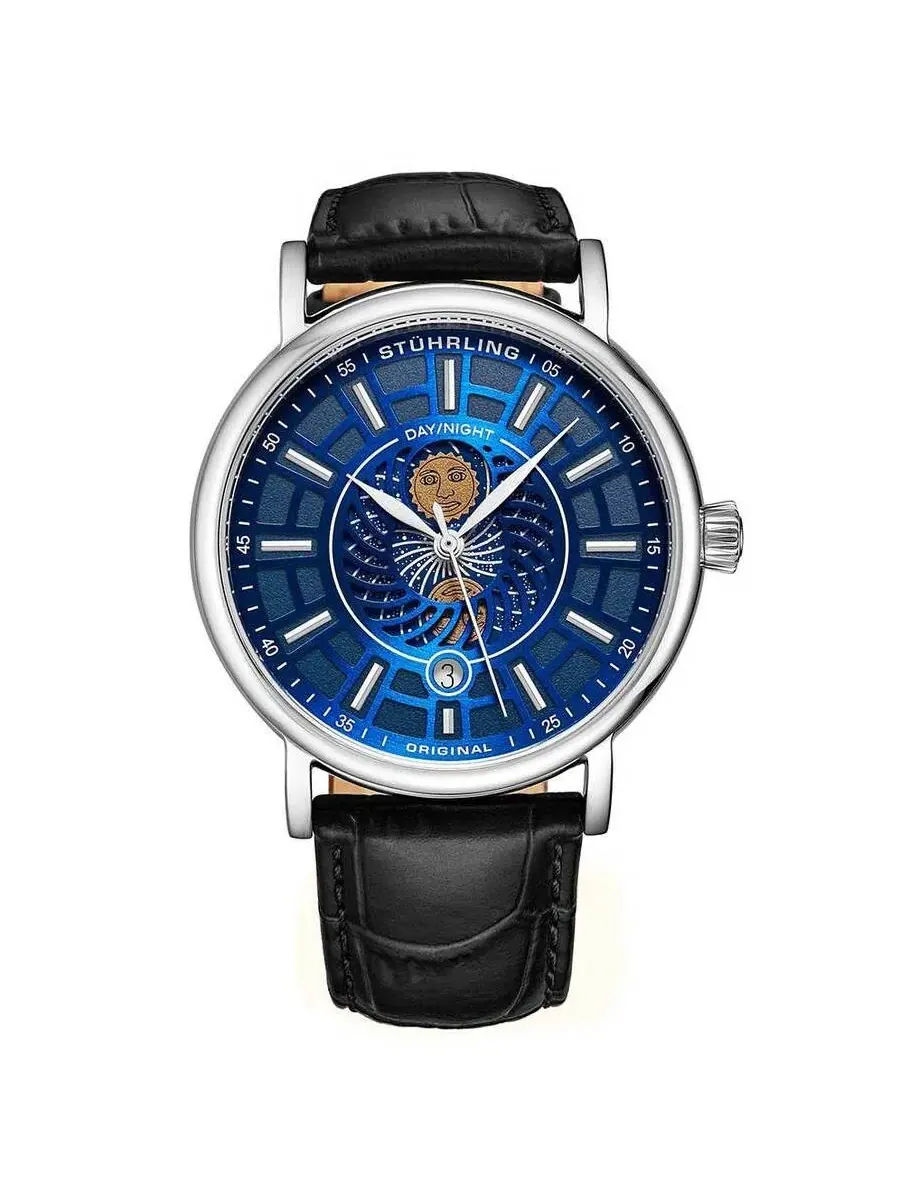 Мужские часы Stuhrling Original Symphony с синим циферблатом M15532 — изображение 1 из 1, оттенок серебряный