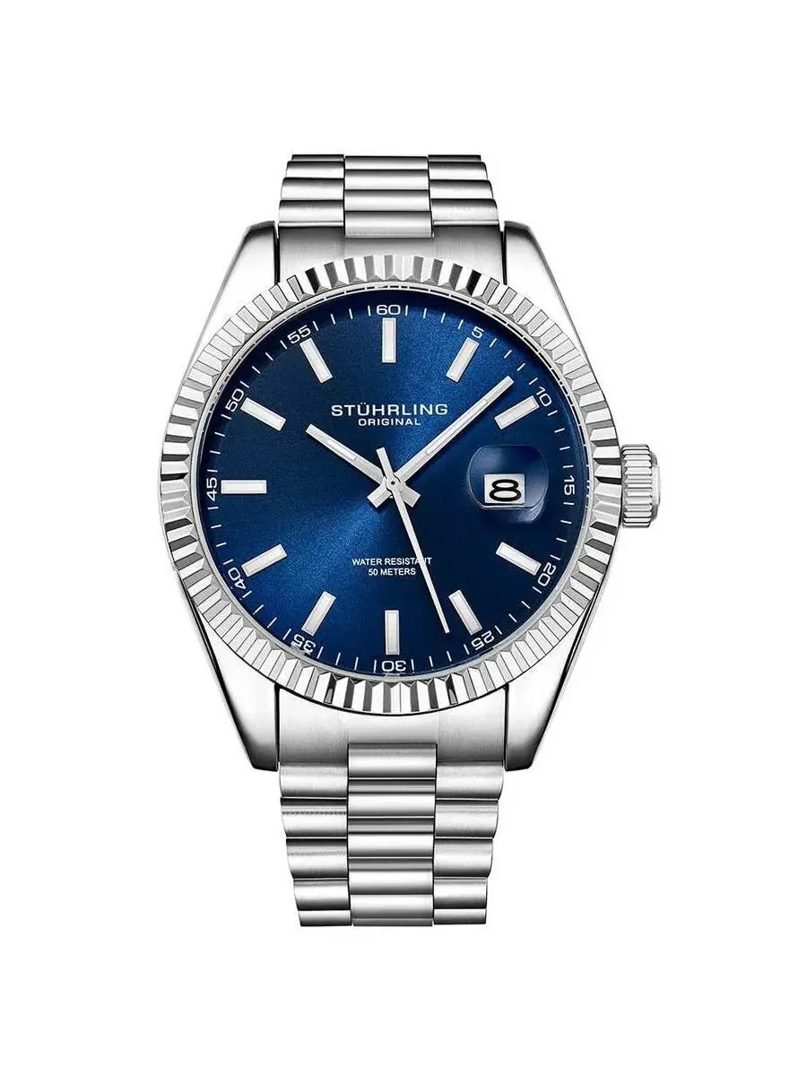 Мужские часы Stuhrling Original Symphony с синим циферблатом M15691 — изображение 1 из 1, оттенок серебряный