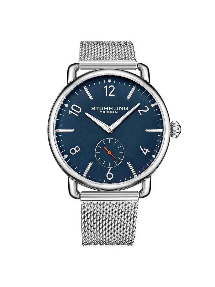 Мужские часы Stuhrling Original Symphony с синим циферблатом, модель M15710 — изображение 1 из 1, оттенок серебряный