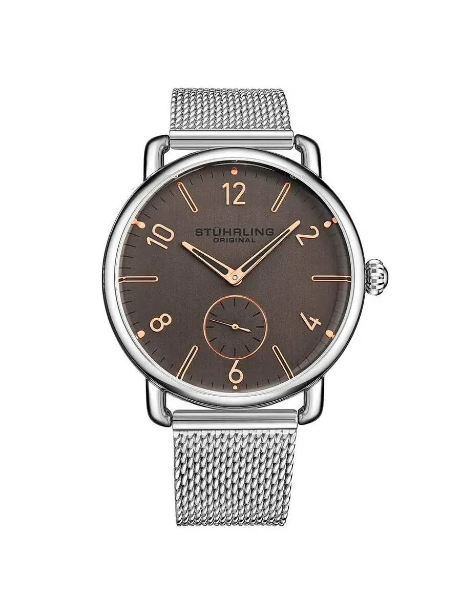 Мужские часы Stuhrling Original Symphony с коричневым циферблатом M15712 — изображение 1 из 1, оттенок серебряный