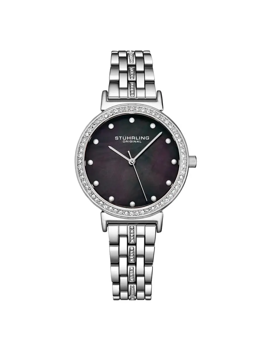Женские часы Stuhrling Original Symphony Quartz с черным циферблатом M16876 — изображение 1 из 1, оттенок серебряный