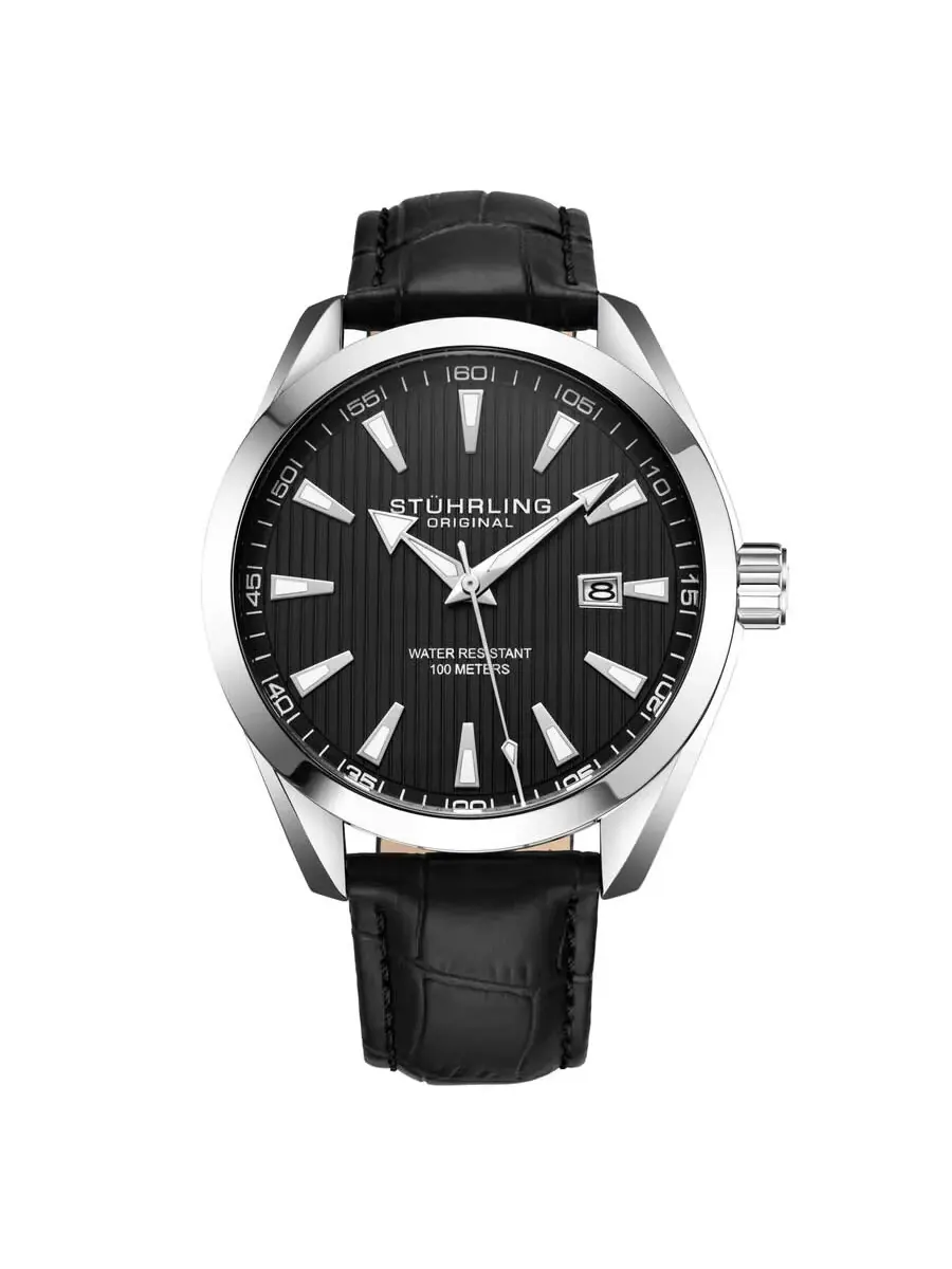 Мужские кварцевые часы Stuhrling Original Symphony с черным циферблатом, модель M16741 — изображение 1 из 4