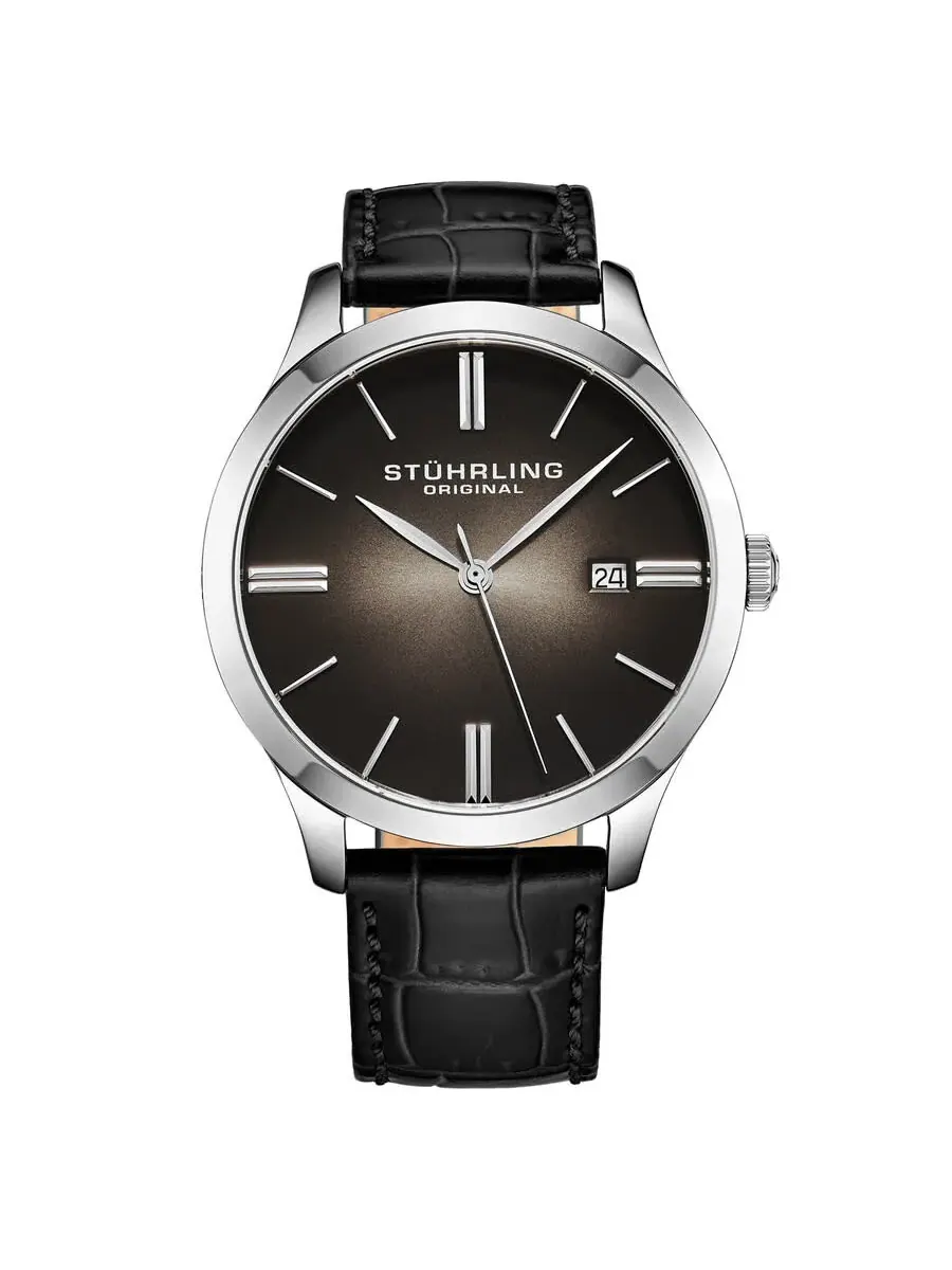 Мужские кварцевые часы Stuhrling Original Symphony с черным циферблатом, модель M17015 — изображение 1 из 1