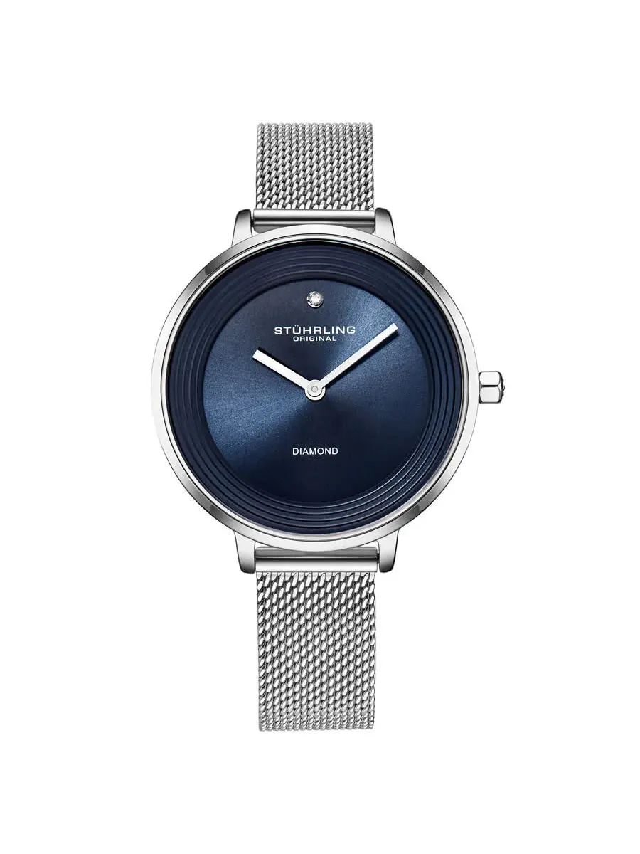 Женские часы Stuhrling Original Symphony Quartz с синим циферблатом M16742 — изображение 1 из 2, оттенок серебряный