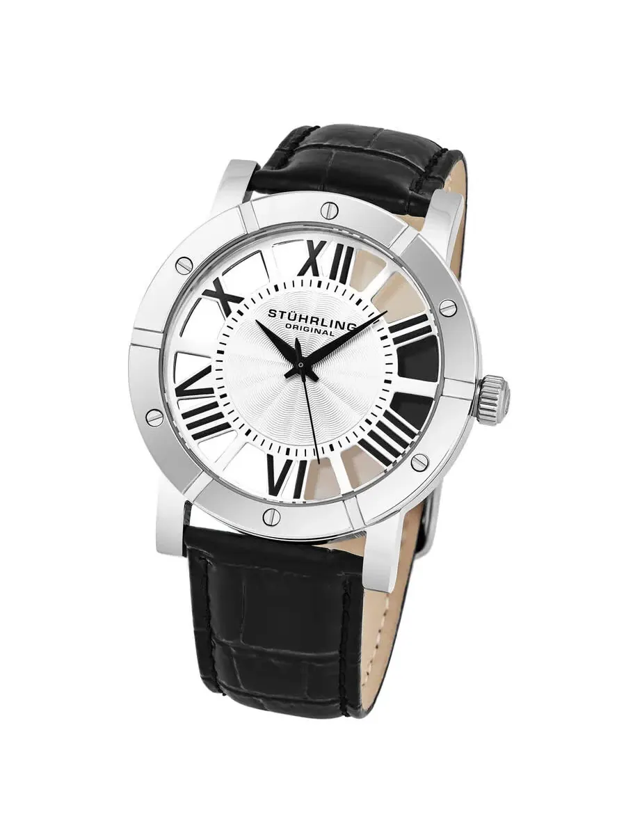 Мужские часы Stuhrling Original Symphony Quartz с серебристым циферблатом M17962 — изображение 1 из 7, оттенок серебряный