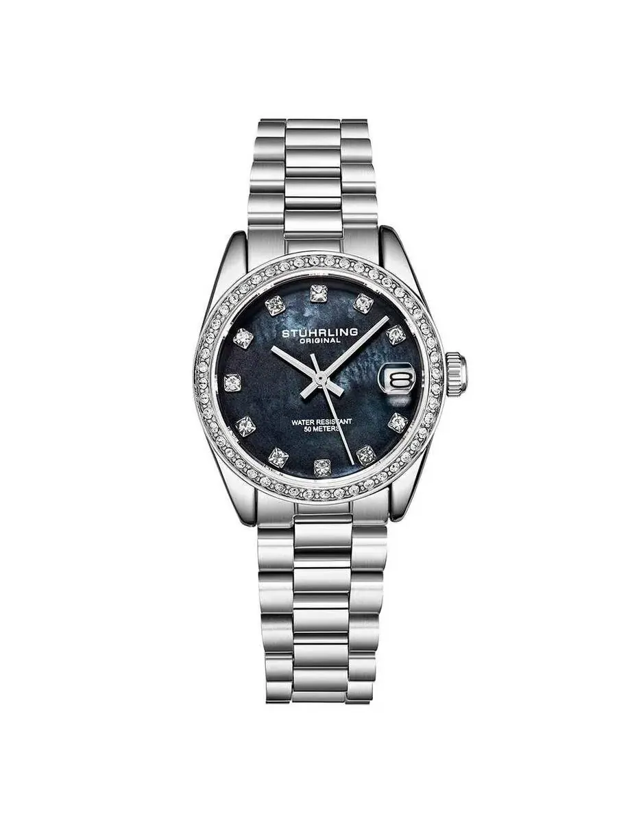 Женские часы Stuhrling Original Vogue с черным циферблатом M15705 — изображение 1 из 1, оттенок серебряный