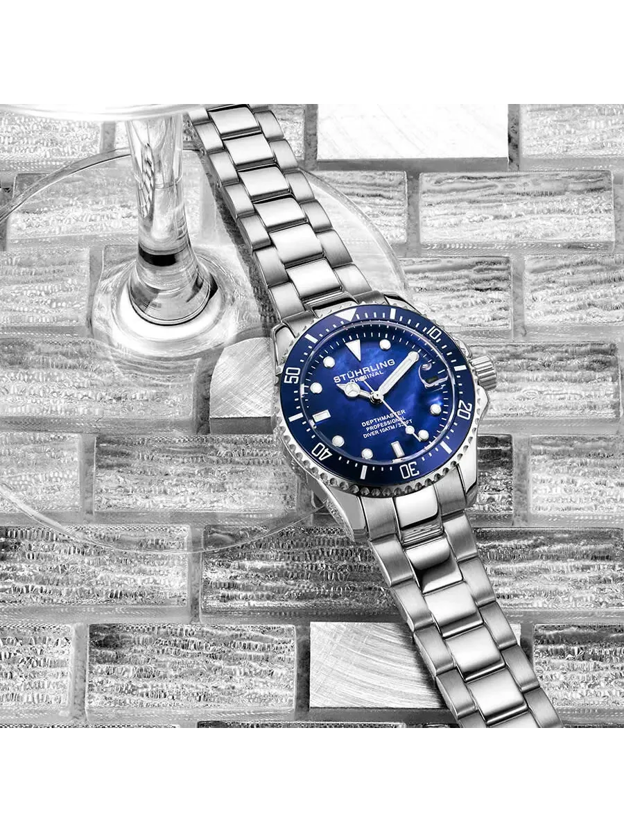 Женские часы Stuhrling Original Vogue Quartz с синим циферблатом M13657 — изображение 4 из 4, оттенок серебряный
