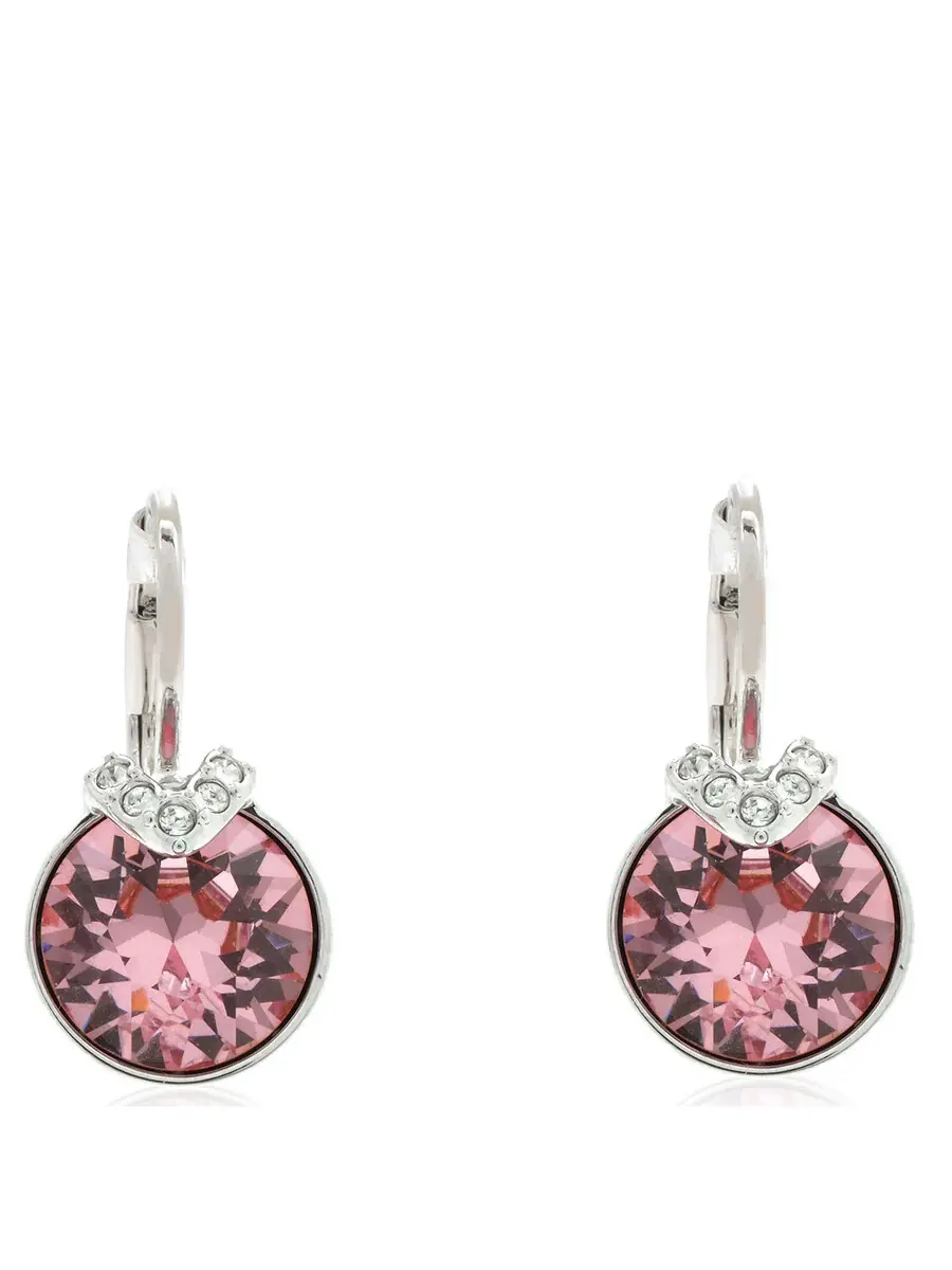 Серьги Swarovski Bella с V-образным подвесом с родиевым покрытием — розовый