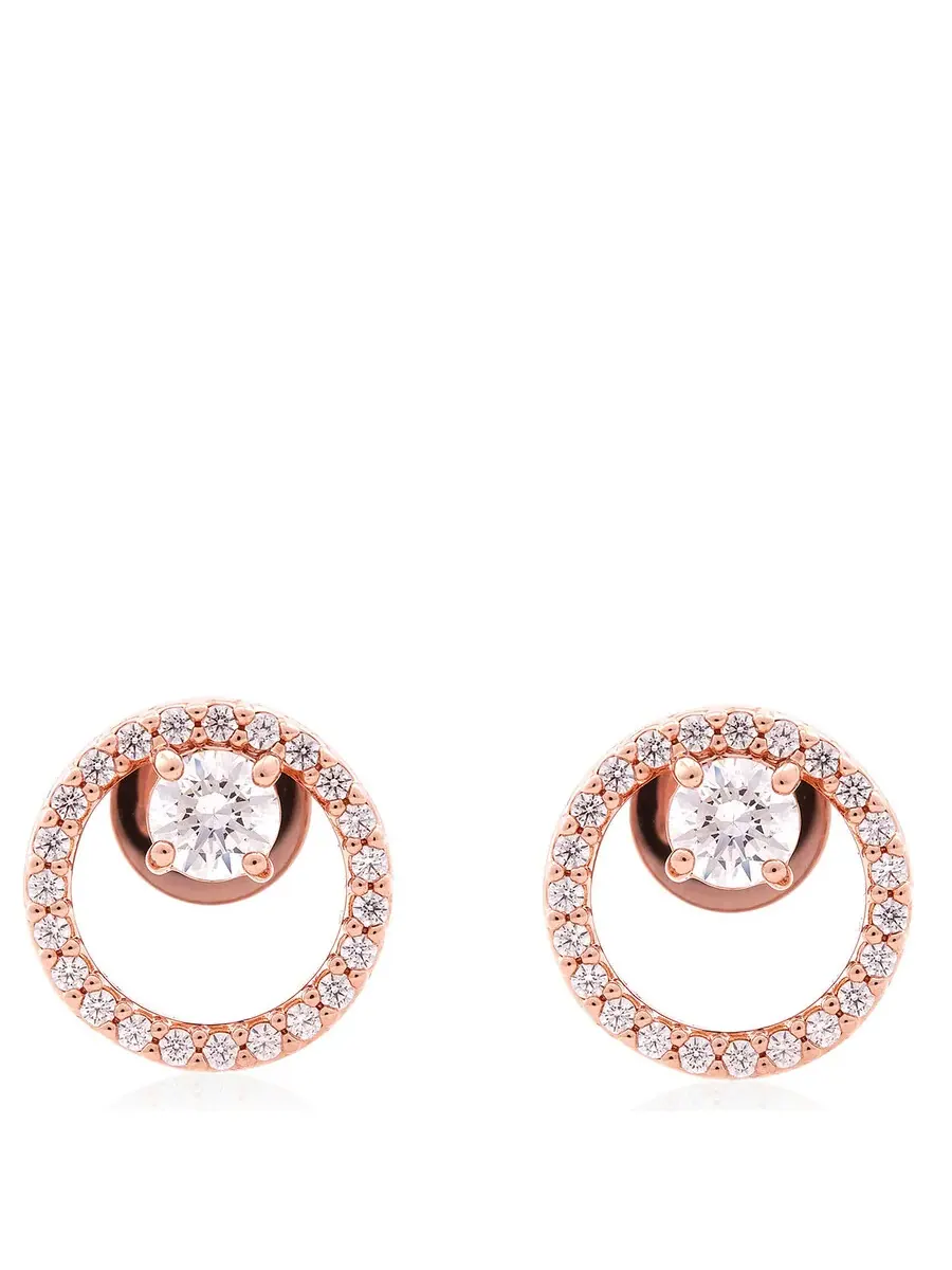 Серьги-гвоздики Swarovski Constella с цирконием — изображение 1 из 4, оттенок золотистый