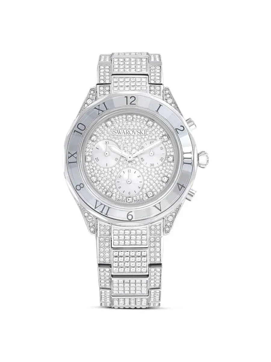 Часы Swarovski Dextera Lux с кварцевым хронографом и кристаллами 5668845 — изображение 1 из 3, оттенок серебряный