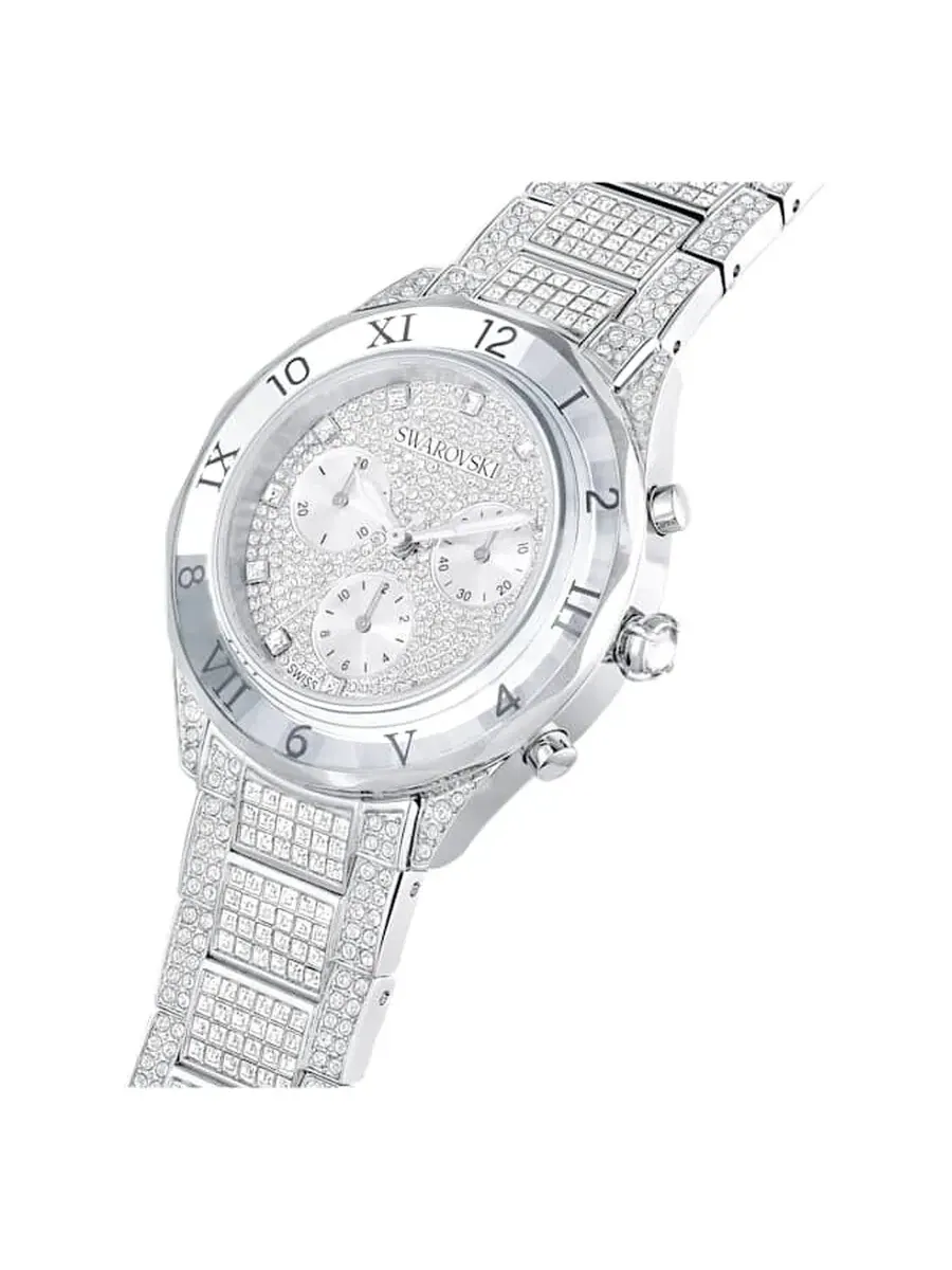 Часы Swarovski Dextera Lux с кварцевым хронографом и кристаллами 5668845 — изображение 2 из 3, оттенок серебряный