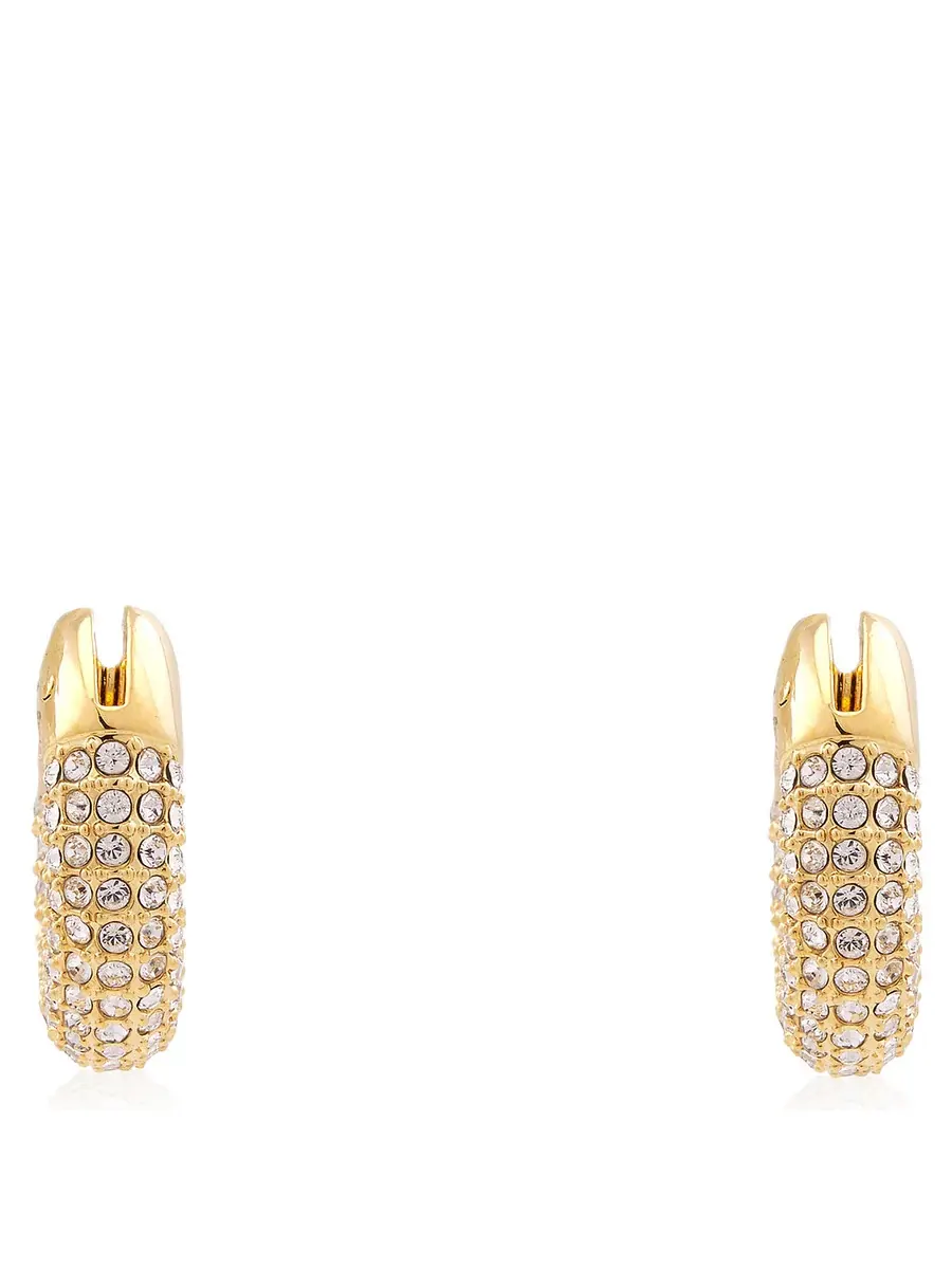 Серьги-кольца Swarovski Dextera с проколом, золото, блестящие кристаллы — изображение 1 из 3, оттенок белый