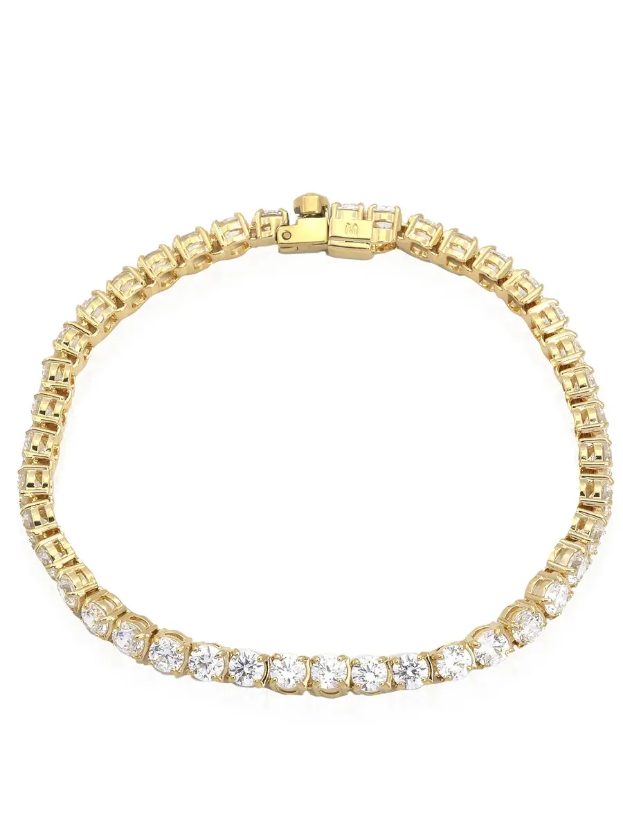 Теннисный браслет Swarovski с покрытием из золота — белый