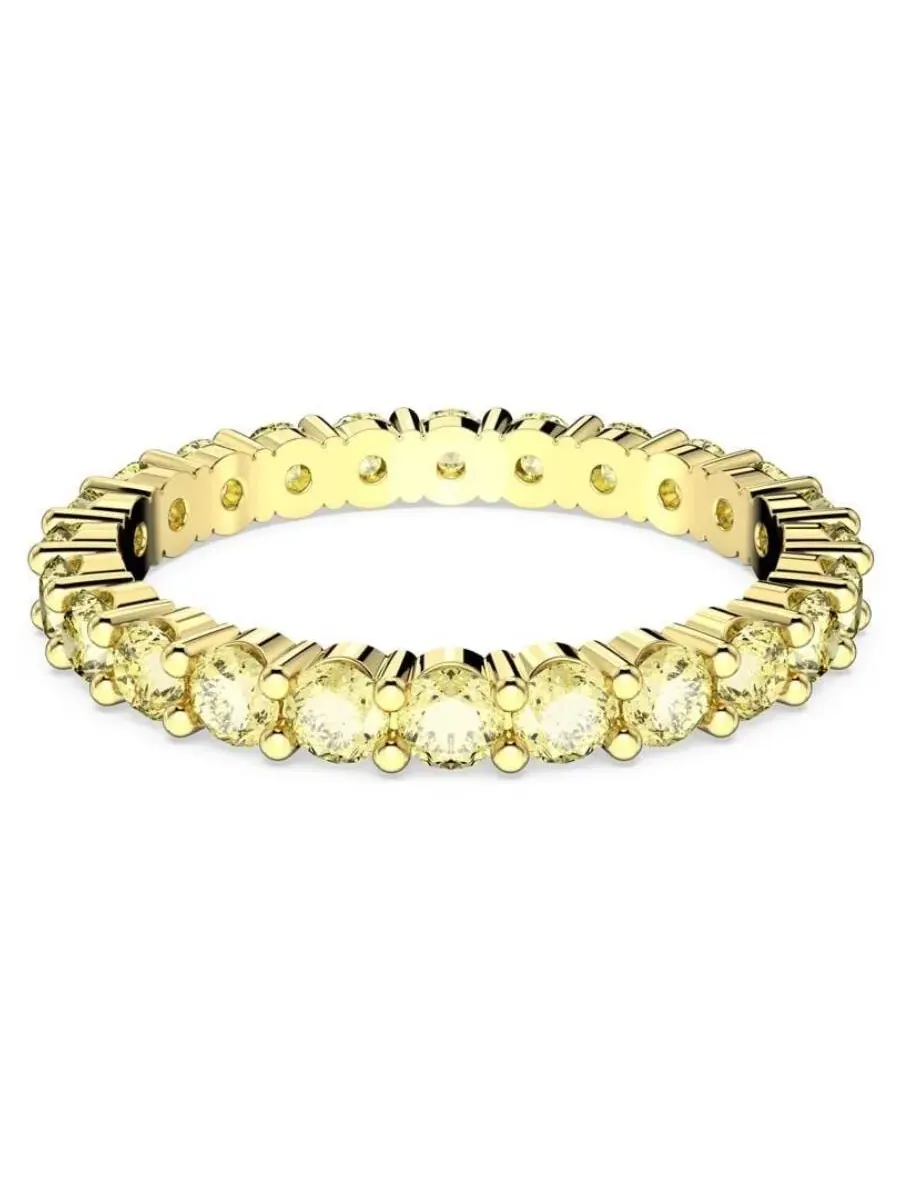 Кольцо Swarovski с круглым огранкой и позолотой, в стиле Matrix — изображение 1 из 3, оттенок желтый