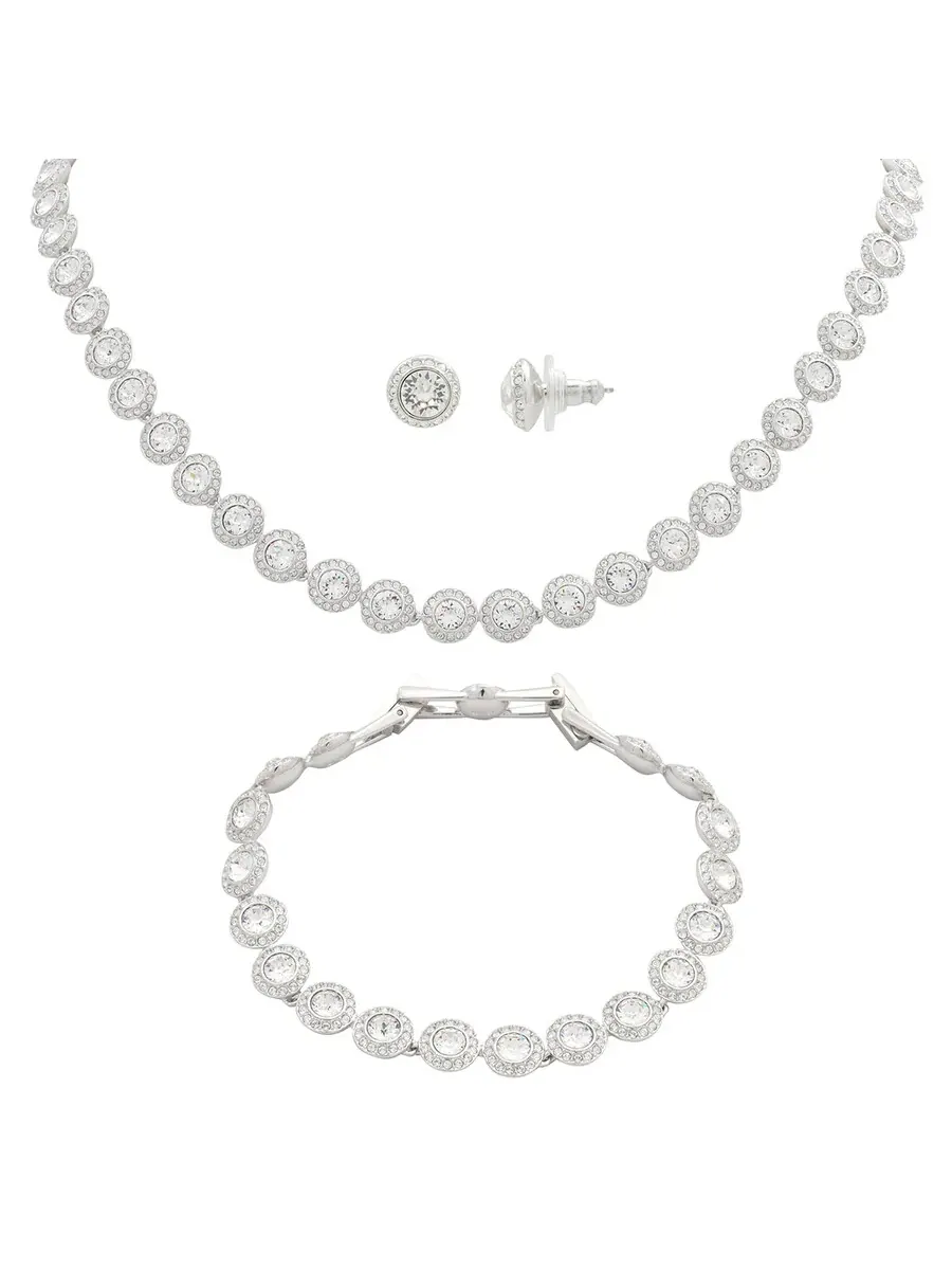 Женский набор кристаллов Swarovski Angelic White с родиевым покрытием и круглой огранкой — изображение 1 из 7, оттенок белый