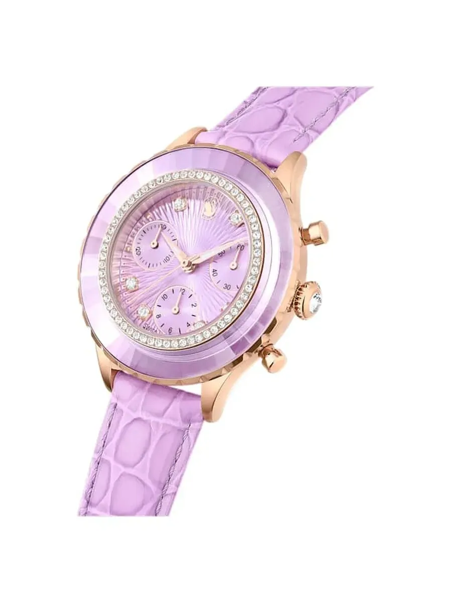 Часы Swarovski Octea Chrono Quartz с кристаллическим фиолетовым циферблатом 5690804 — изображение 2 из 3, оттенок фиолетовый