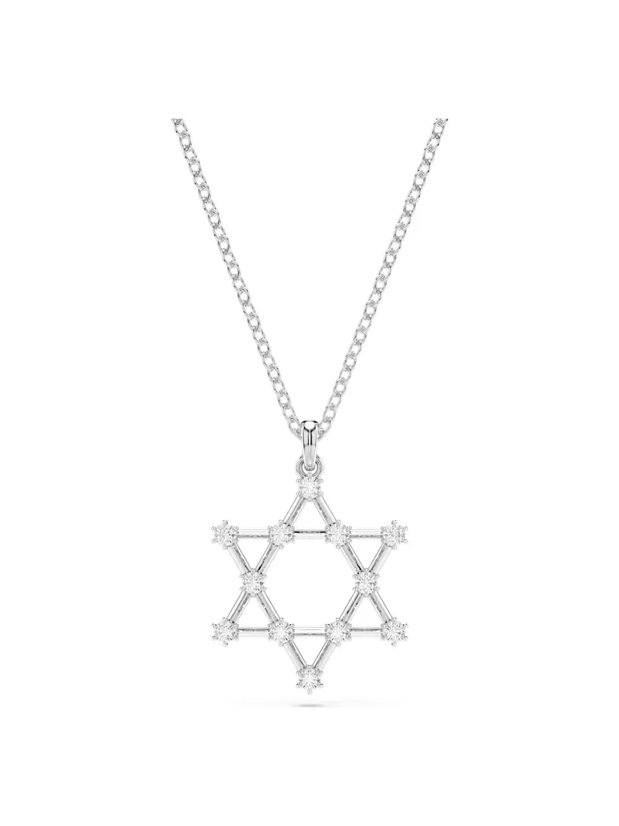 Подвеска-ожерелье с эмблемой в виде звезды, покрытой родием Swarovski — изображение 1 из 2, оттенок белый