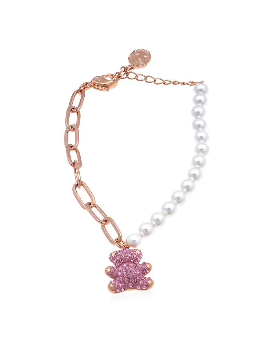 Браслет с мотивом плюшевого мишки Swarovski, выполненный в цвете розового золота — изображение 1 из 5, оттенок розовый