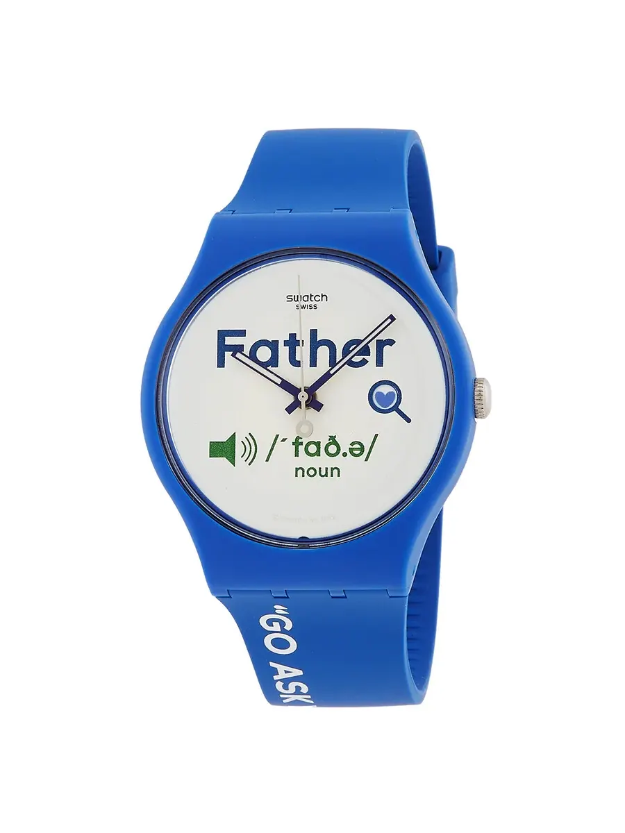 Swatch Часы для мужчин с кварцевым механизмом, белым циферблатом, День отца SO29Z704 — синий
