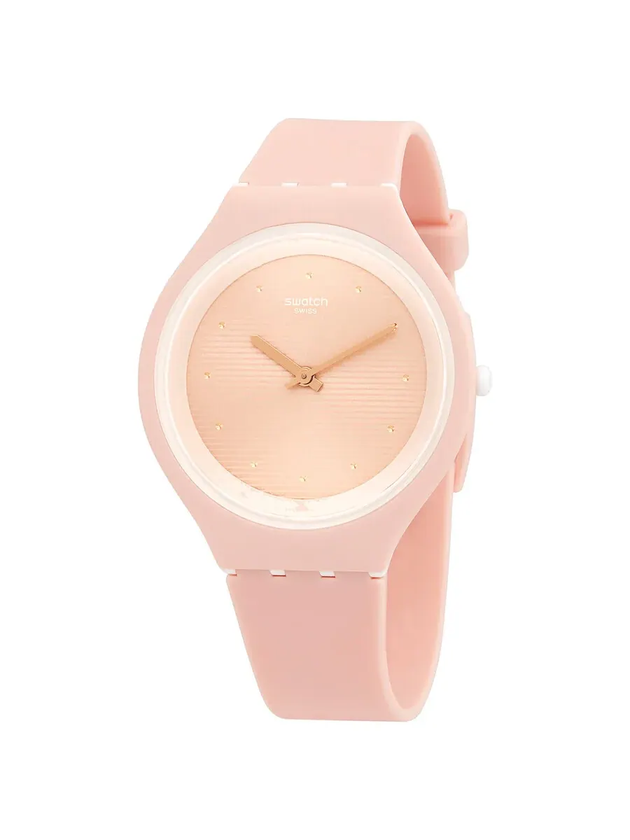 Женские часы Swatch Skinskin Quartz с розовым циферблатом SVUT100 — розовый