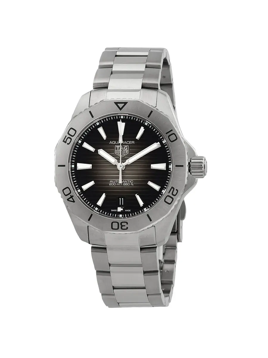 Мужские автоматические часы Tag Heuer Aquaracer с черным циферблатом WBP2110.BA0627 — серебристый