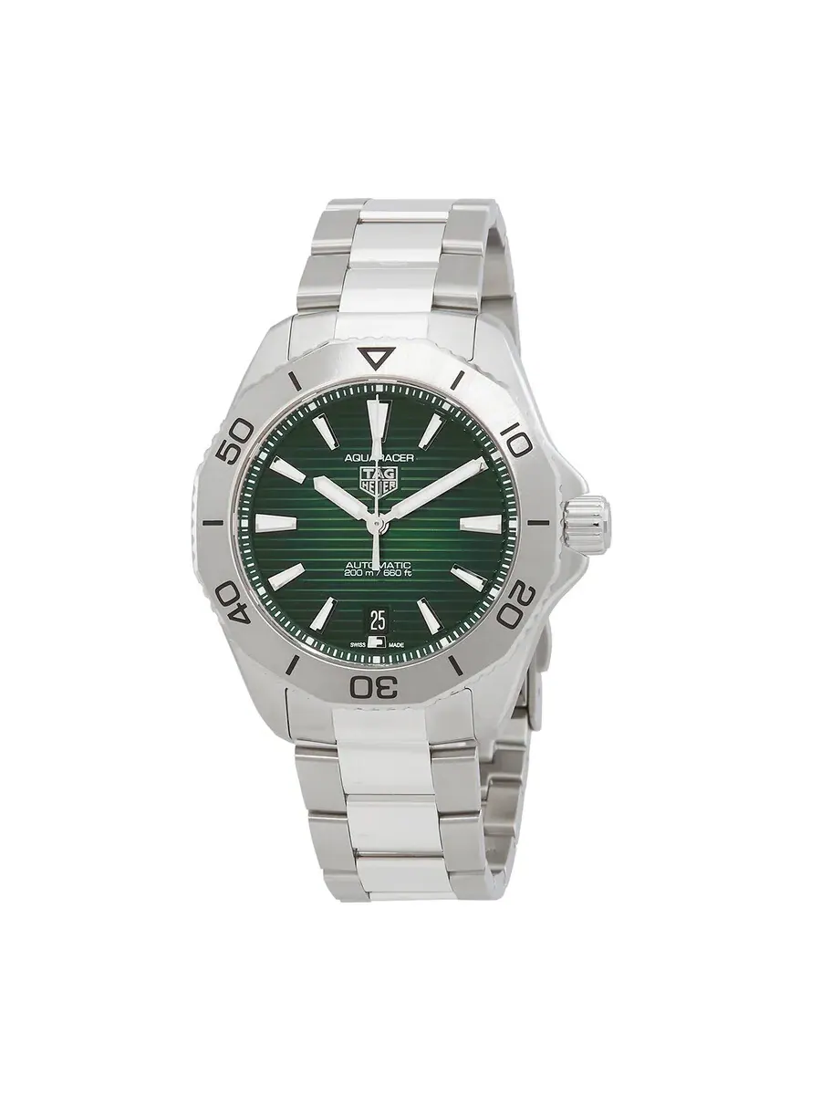 Мужские часы Tag Heuer Aquaracer Automatic с зеленым циферблатом WBP2115.BA0627 — серебристый