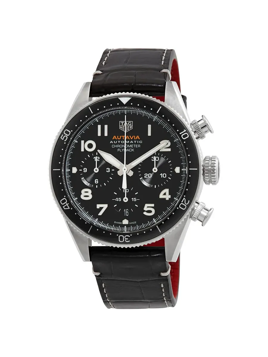 Мужские часы Tag Heuer Autavia Chronograph Automatic с черным циферблатом CBE511A-FC8279 — черный