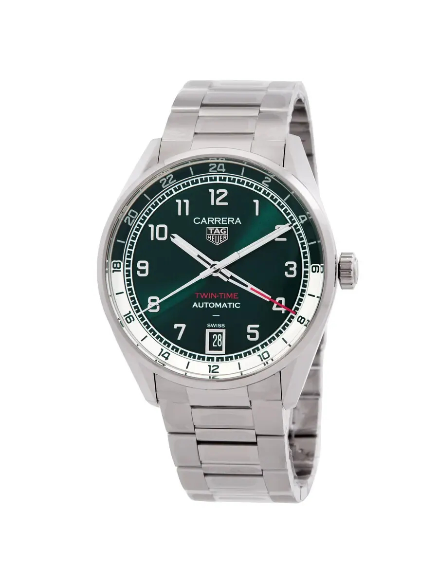 Мужские часы Tag Heuer Carrera Automatic с зеленым циферблатом WDA2114.BA0043 — серебристый
