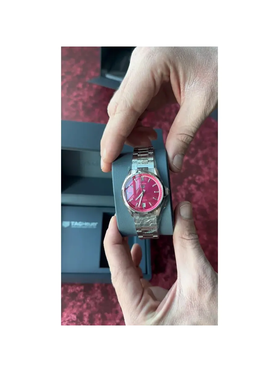 Часы Tag Heuer Carrera Automatic с ярко-розовым циферблатом унисекс WBN2313.BA0001 — изображение 4 из 4, оттенок серебряный